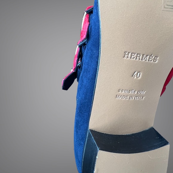 HERMES NAVY PIMENTO GOAT SUEDE LEXINGTON ANKLE BOOTS SHOES EU 40 - Picture 7 of 9